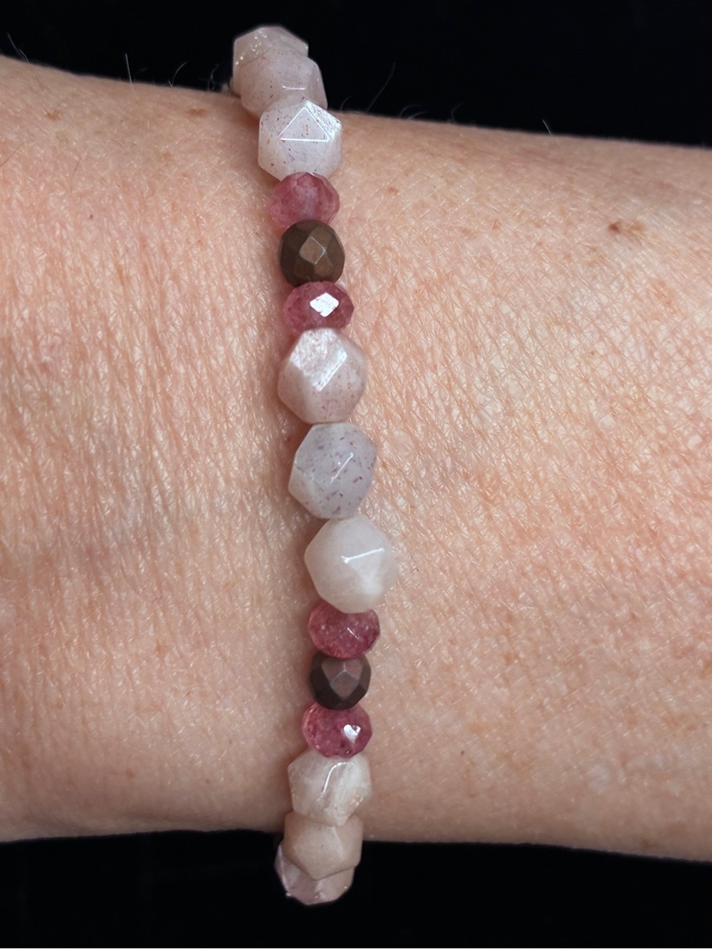 Silpada Sterling Silver Faceted Pink and Brown Gemstone with Stretch Bracelet